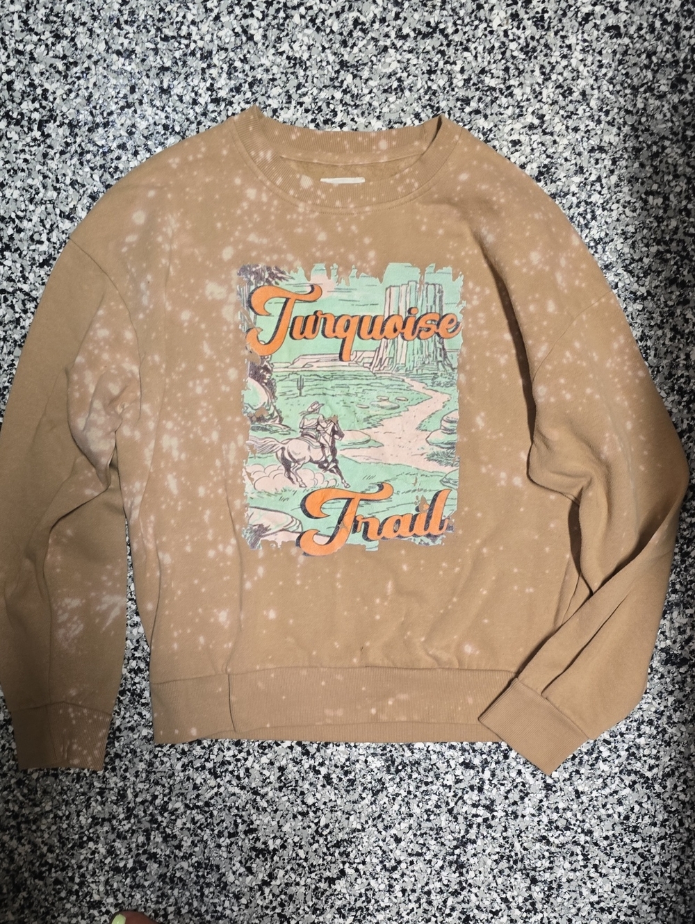 Reflex Brown Crewneck Sweatshirt with Turquoise Trail Graphic